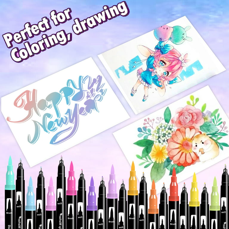 Melifluo Dual Brush Marker Pens, 50 Colors Marcaron Art Markers