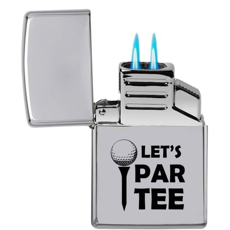 Dual Flame Torch Lighter Let s Par Tee Funny Golf Gift Gift for Golfer Golf Player (Chrome)