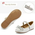 thumbnail image 2 of Kushyshoo Silver Girl's Bow Mary Jane Dress Shoes Ballet Princess Flats with Rhinestone Strap 1M, 2 of 6