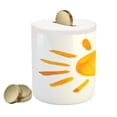 thumbnail image 2 of Grunge Piggy Bank, Sun Illustration Watercolor Brush Painting Style Playroom Picture, Ceramic Coin Bank Money Box for Cash Saving, 3.6" X 3.2", Yellow, by Ambesonne, 2 of 4