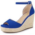 thumbnail image 1 of Sandalias de alpargatas de mujer Allegra K Plataforma Correa en el tobillo tacón de cuña Azul oscuro 40, 1 of 6