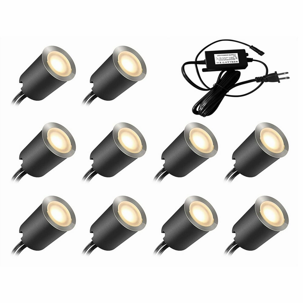 10PCS 12V Low Voltage IP67 Waterproof Recessed LED Deck Light Kits