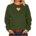 thumbnail image 3 of Women's Loose Fit Long Sleeve Sweatshirt Hoodie Top Solid Color Crewneck Casual Daily Wear Loungewear Streetwear Fashion Essential Gift for Women | Sopatenor,Army Green XL, 3 of 9
