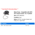 thumbnail image 2 of Water Pump - Compatible with 2009 - 2012 Toyota Corolla 1.8L 4-Cylinder 2010 2011, 2 of 2