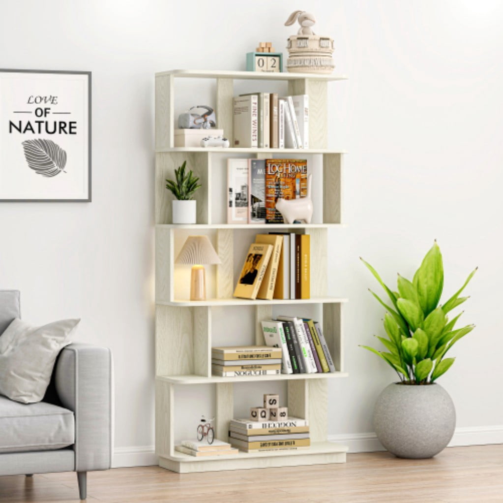 5-Tier Bookshelf, 31.5" Wide Modern Open Bookcase with 30" Shelf Clearance, Free Combination Storage Shelves, MDF Display Rack for Living Room, Bedroom & Home Office, White