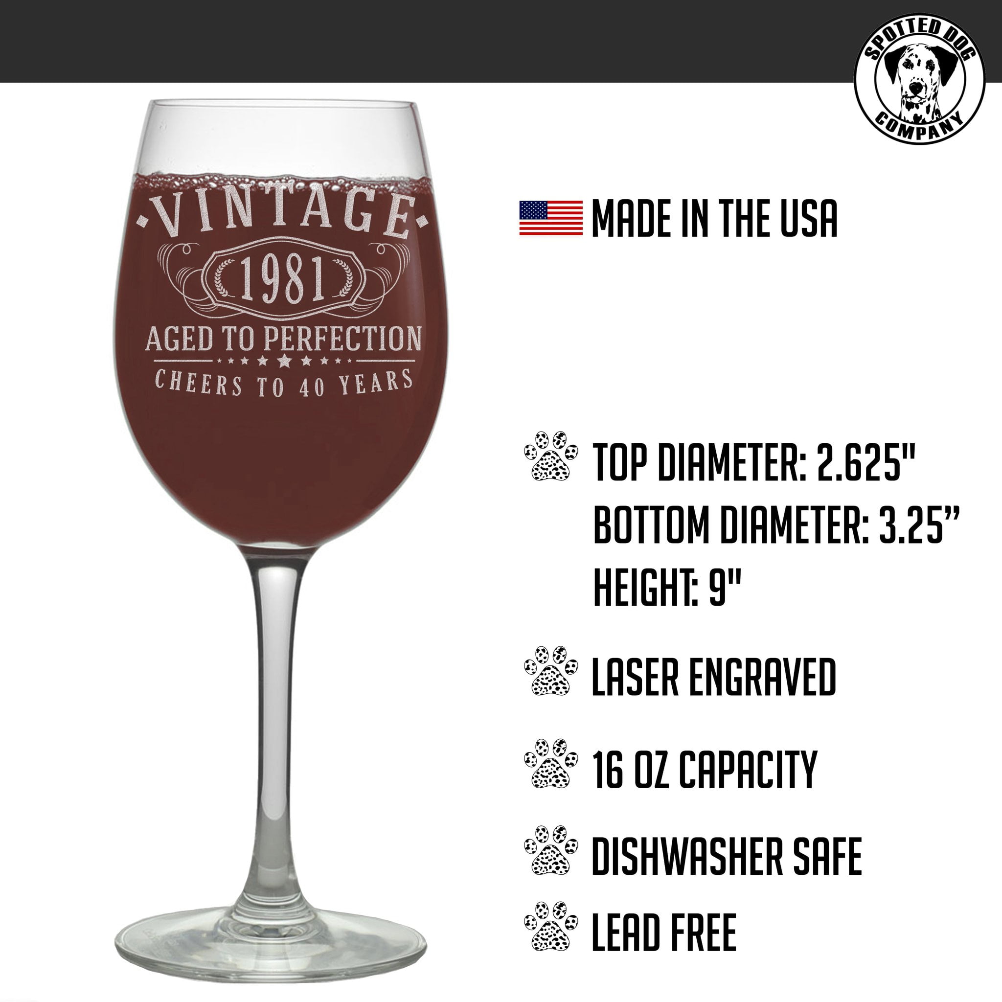Download Vintage 1981 Etched 16oz Stemmed Wine Glass 40th Birthday Aged To Perfection 40 Years Old Gifts Walmart Com Walmart Com