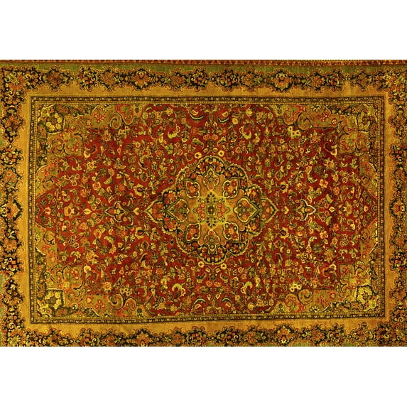 Ahgly Company Indoor Rectangle Persian Yellow Traditional Area Rugs, 6' x 9'