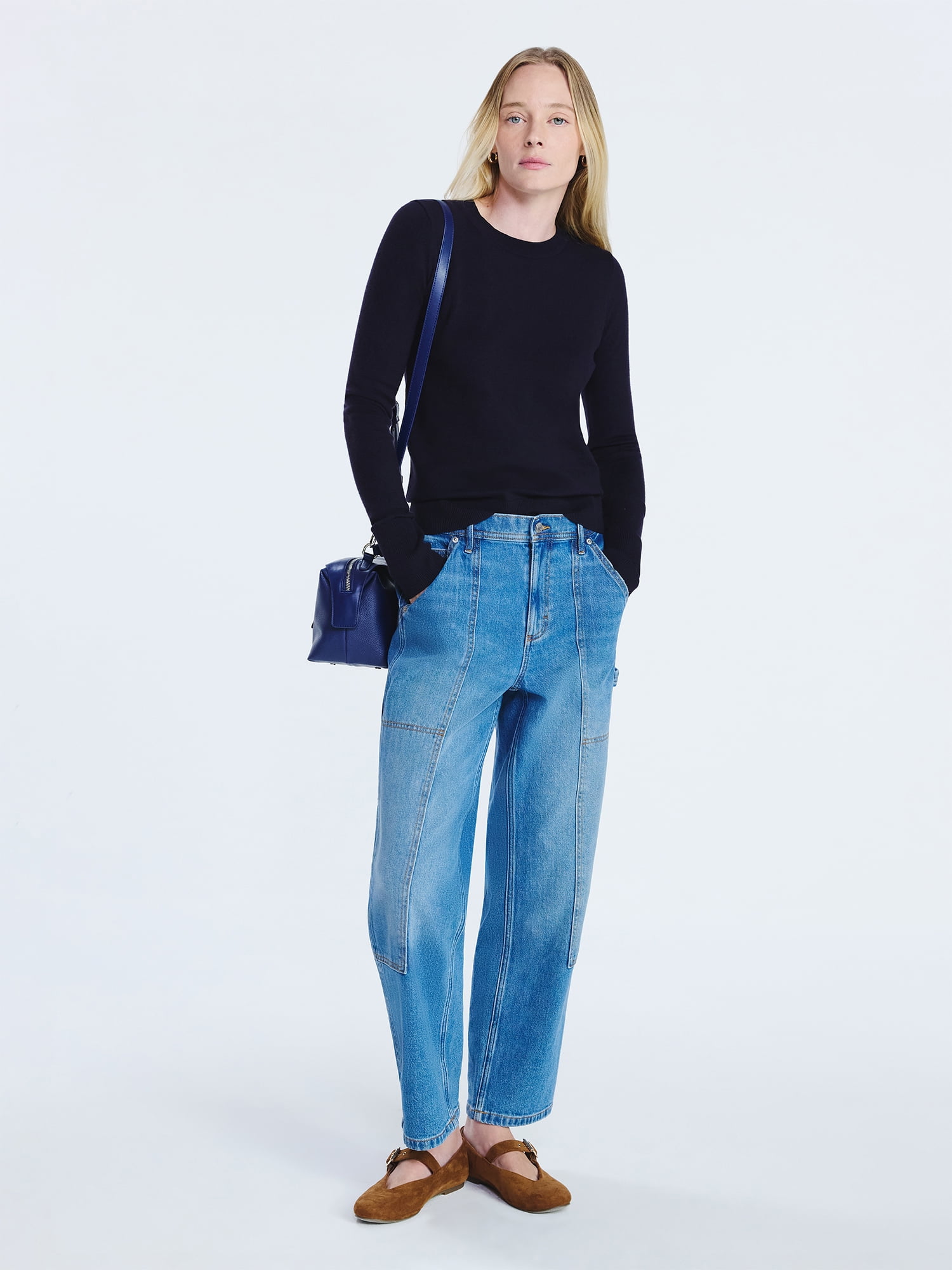 Free Assembly Women's and Women's Plus Cozy Yarn Crewneck Sweater with Long Sleeves, Lightweight, Sizes XS-4X
