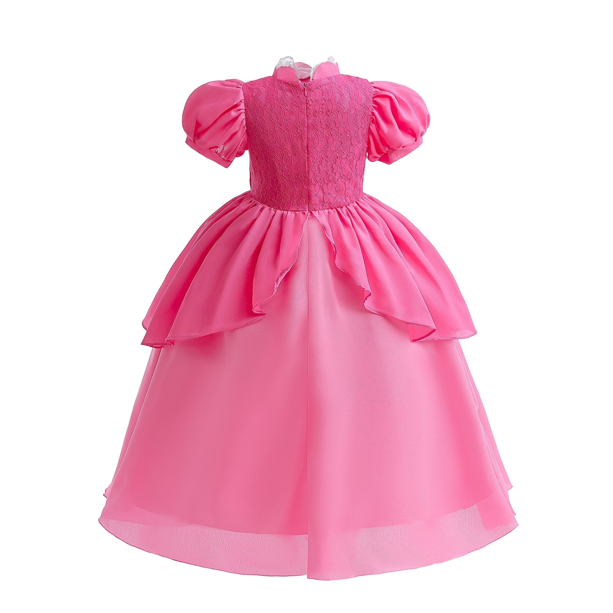 Princess Costume for Girls Dress up Outfit with Crown Gloves Earring Wand 3T 4T(P03,100)