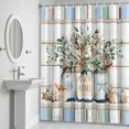 thumbnail image 6 of Eucalyptus Leaf Bathroom Shower Curtain, Starfish Shell Vase Teal Wood Grain Rope Waterproof Washable Soft Bath Curtain for Bathtub Decor with 12 Hooks&Grommet, 48x72 Inch, 6 of 9
