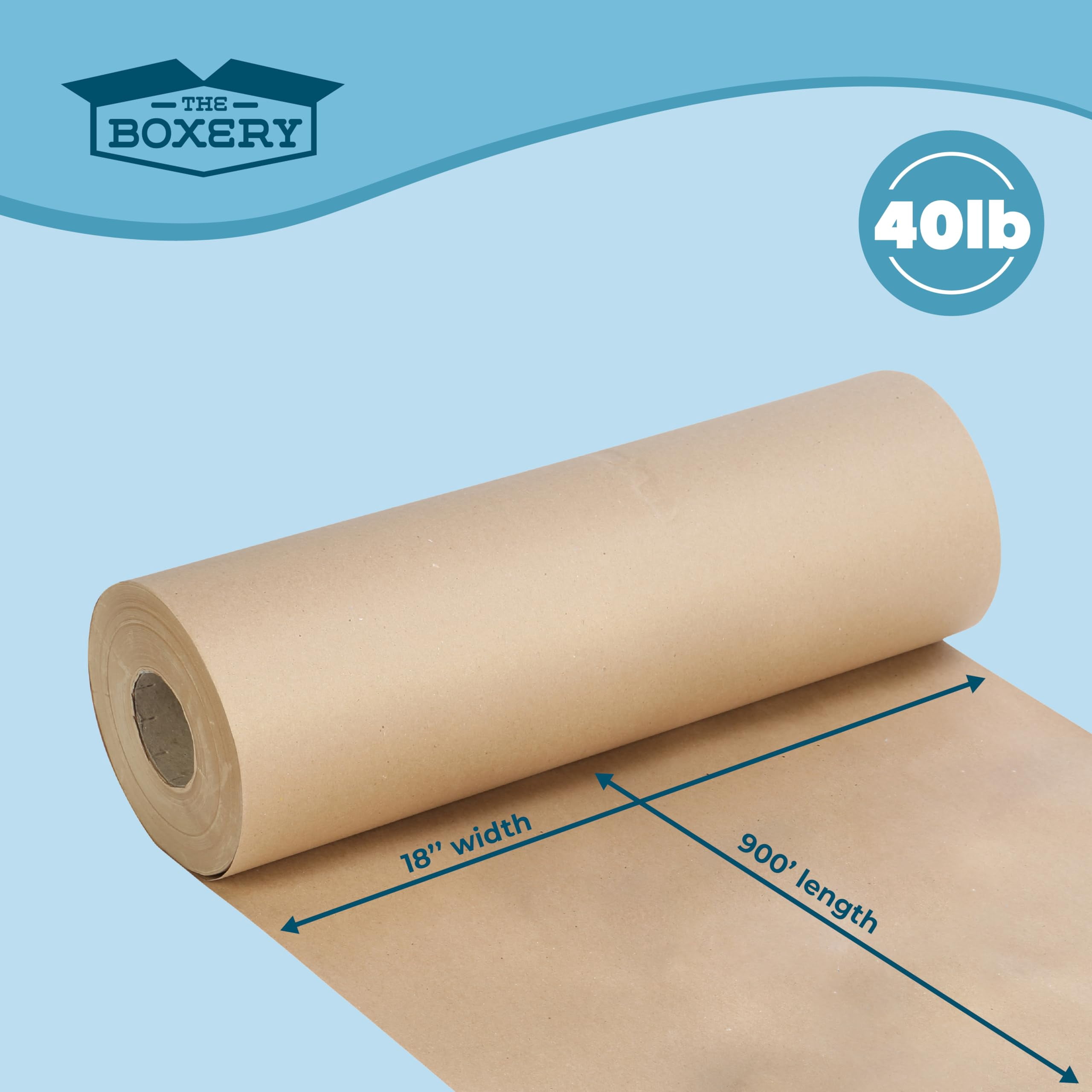 The Boxery Brown Kraft Paper Roll 18” x 900’- 40lb.