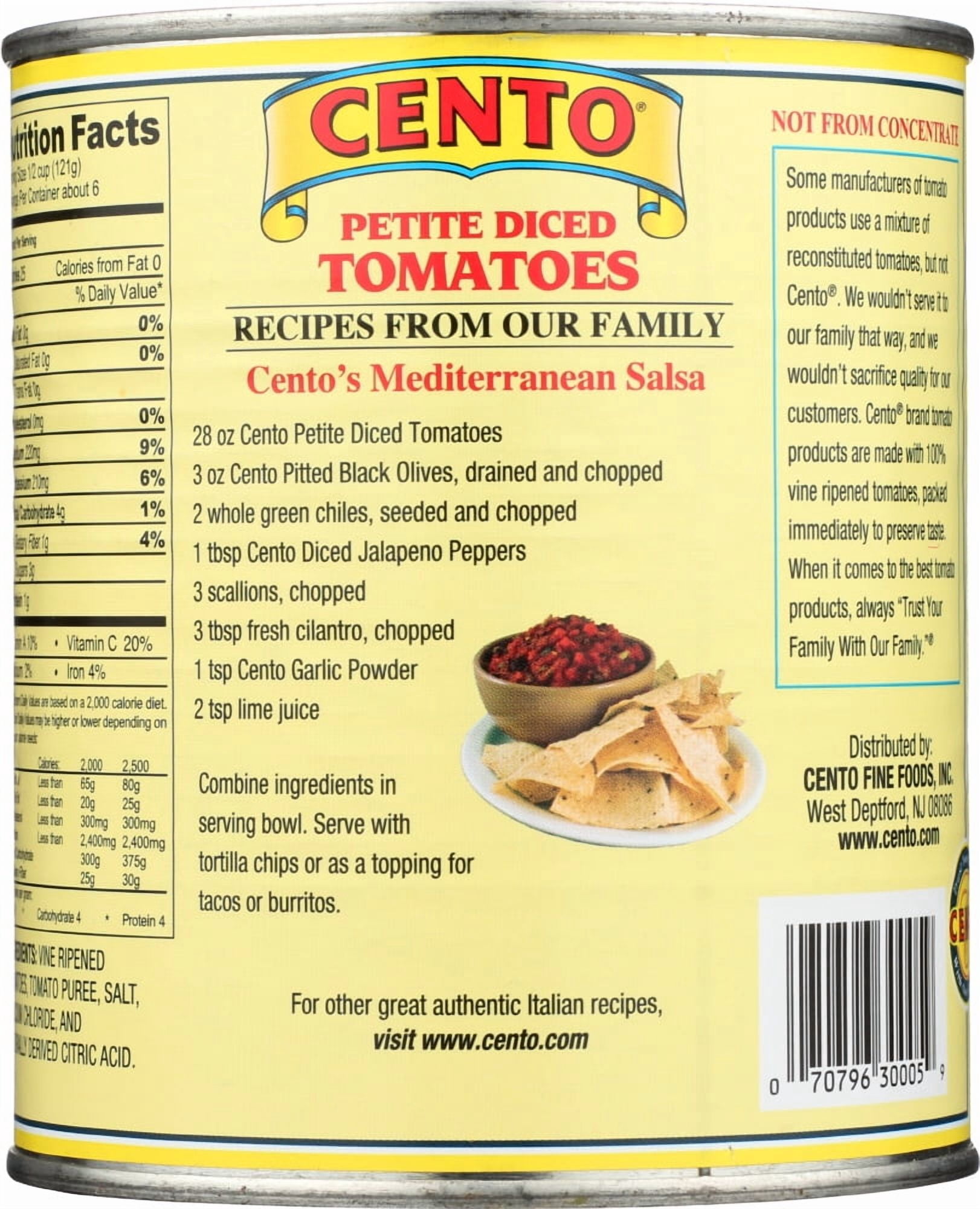 (12 pack) Cento Petite Diced Tomatoes In Puree, 28 oz - allergens not contained