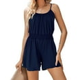 thumbnail image 5 of Diufon Plus Size Womens Shorts Bodysuits Round Neck Sleeveless Rompers Waisted Jumpsuits with Pockets, 5 of 7