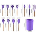 thumbnail image 2 of 12 Pieces Kitchen Cooking Tools Set Silicone Wood Handles Brush Spaghetti Claw Baking Household Kitchenware Accessories, Pink, 2 of 8