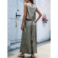 thumbnail image 6 of Women'S Summer 2 Piece Outfits Set Round Neck Sleeveless Tank Crop Top Wide Leg Pants Set Pockets Jumpsuits Silver S, 6 of 7