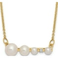 thumbnail image 1 of 14K Yellow Gold White Round Fw Cultured Graduated Pearl Diamond Necklace (17 X 5.2) Made In Italy xf632-17, 1 of 5