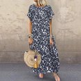 thumbnail image 1 of LOVZFMLL Robe Décontractée Mode Femme Imprimé Léopard Manches Courtes Col Rond Ample Gris 2TG, 1 of 5