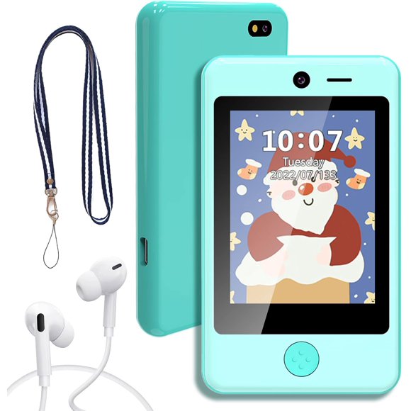 SHILIU-Kids Smartphone with Music Game, 3.8 Inch Large Touchscreen Mini Pad Toy with MP3 Dual Cameras 16 Game Calculator Pedometer Flashlight Small Phone Present for 4-12 Girls Boys Gifts（Blue）