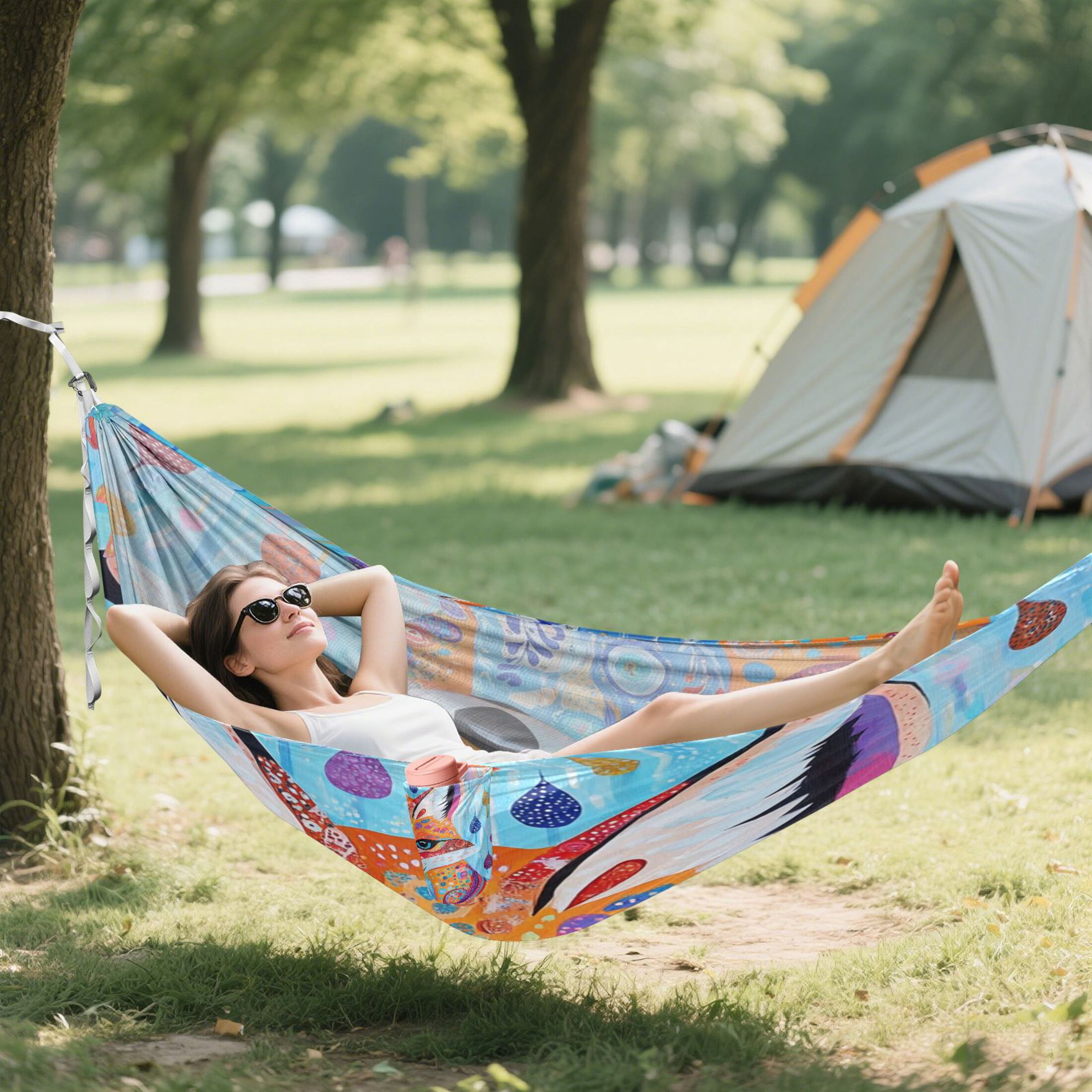 Hammock Camping Hammock Nylon Portable Hammock Travel Camping Hammock Colorful Raindrop Fox