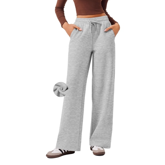 PINSPARK Women's Soft Workout High Waisted Baggy Sweatpants, Light Grey, M