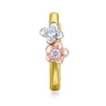 thumbnail image 4 of Wellingsale Ladies 14k Tri 3 Color Gold Polished 4mm Flower CZ Hoop Huggies Earrings (12 x 12 mm), 4 of 7