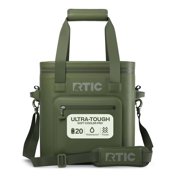 RTIC 20 Can Ultra-Tough Soft Cooler Pro, Leakproof Cooler, Waterproof Zipper, Olive
