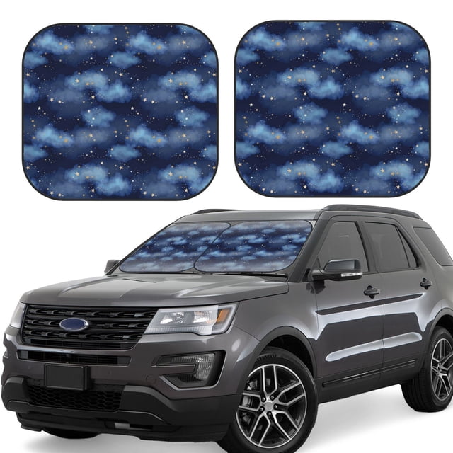 Fotbe Starry Sky Juego de 2 Piezas de Parasoles para Parabrisas | Bloqueador Solar para Auto | Accesorios Plegables para Protección Solar Interior-Small