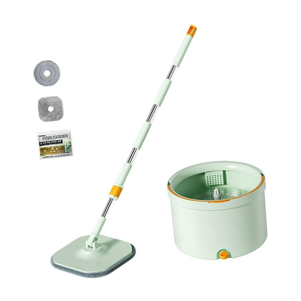 cubo de cubo separado de agua sucia Mops de microfibra plana cubo de trapeador para la limpieza del piso de la laminada del plato de esquina Verde