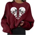thumbnail image 1 of Halloween Mujer Moda Casual Estampado Cuello Redondo Suelto Manga Larga Tops Cortos Blusa Sin Capucha Sudaderas Pompotops FGAJ19019, 1 of 8