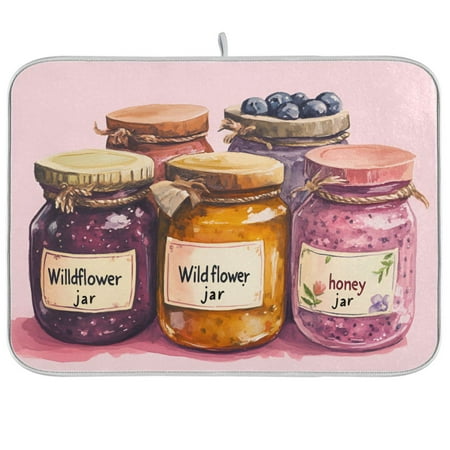 

Yayeee Dish Drying Mat for Kitchen Counter 18 x24 Microfiber Absorbent Pad Watercolor Jam