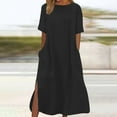 thumbnail image 2 of Ruimatai Women's Casual Loose Long Dress with Slit Round Neck Short Sleeve Comfortable Flowy Summer Maxi Dress, 2 of 5