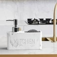 thumbnail image 3 of Distributeur de Savon de Cuisine avec Porte-Éponge, Ensemble de Distributeur de Liquide pour Évier de Cuisine (Noir, Blanc, Marbre Blanc, Jaune Sable), 3 of 5