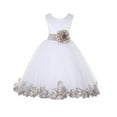 thumbnail image 2 of Ekidsbridal White Tulle Rose Petals Flower Girl Dresses Junior Bridesmaid Communion Christening Baptism Father Daughter Dance Recital Gown 302T 8, 2 of 3