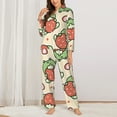 thumbnail image 2 of Lsque Frog Hold Strawberry Pattern Long Sleeve Pajama Set for Women - Soft 2-Piece Sleepwear and Loungewear Set with Pockets, Comfy Nightwear-Small, 2 of 7