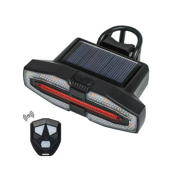 Solar Bike Tail Light with Turn Signals Warning USB Rechargeable Lights Wireless Remote ywm58