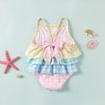 thumbnail image 5 of CAICJ98 Toddler Baby Girl Swimsuit Infant Sleeveless One Piece Swimsuit Romper Dress Baby Bathing Suit for Girls Beach Swimwear (Pink,6-12 Months), 5 of 6