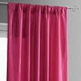 thumbnail image 3 of Banded Fuchsia Rose Faux Silk Taffeta & Winter Plum Plush Velvet Curtain (1 Panel), Fuchsia Rose & Winter Plum, 50W X 84L, 3 of 6