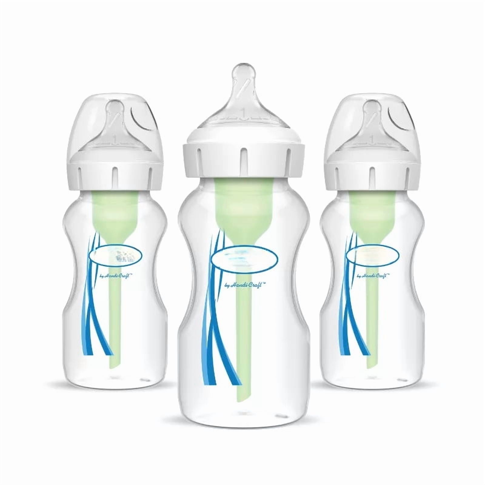 Anti-Colic Wide-Neck Baby Bottles, 9 fl oz 3-Pack, Level 1 Slow Flow Nipple, 0m+, Infant Feeding Bottles, Newborn Baby Bottles, Wide Neck Slow Flow Bottle Set