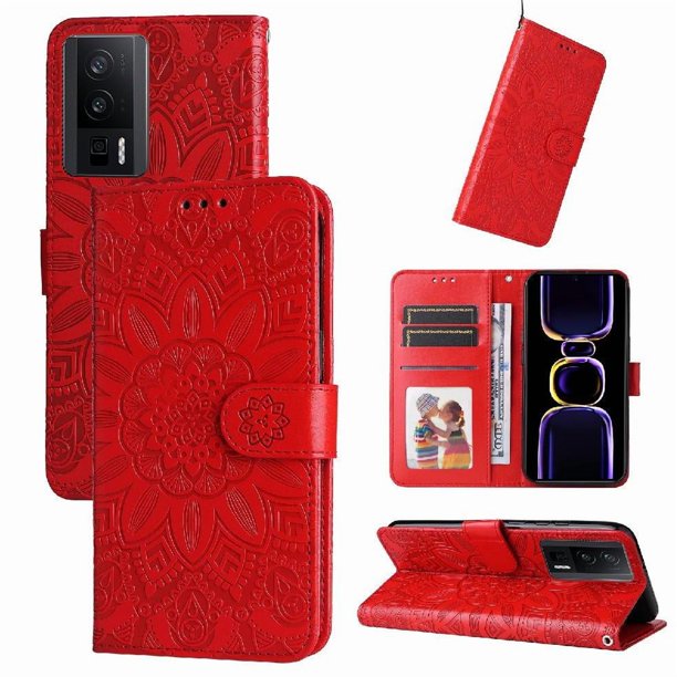 Funda tipo cartera GANGXUN para Xiaomi Poco F5 Pro , diseño girasol, cuero PU, soporte, cierre magnético, tarjetero