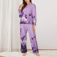 thumbnail image 2 of Disketp Lavender Roses Arrangement Pajamas Set Long Sleeve Sleepwear Womens Button Down Nightwear Pj Sets-{designName}-X-Large, 2 of 7