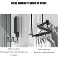 thumbnail image 3 of Tri-Fold Wall Mounted Clothes Drying Rack, Foldable Portable Garment Rack with 15 Windproof Hooks, for Balcony,Laundry,Bathroom, White, 3 of 7
