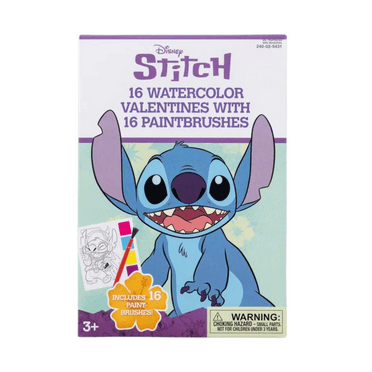 Disney Stitch Valentine's Day Exchange Cards, 16 Count with Watercolor Design