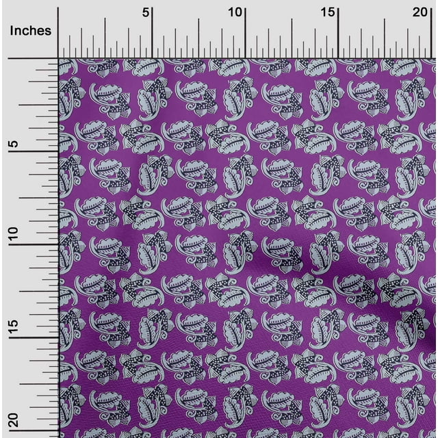 oneOone Polyester Lycra Fabric Leaves & Floral Block Print Sewing Fabric BTY 56 Inch Wide