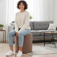 thumbnail image 3 of Aria Home Plush Boucle Tray Top Storage Ottoman, Modern Accent Seating & Organizer, Brown, 3 of 9