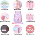 thumbnail image 2 of Ficcug School Bag Backpacks for Girls,Shoulder Children School Bookbags for Kids,Primary School Season Gift,Purple, 2 of 10