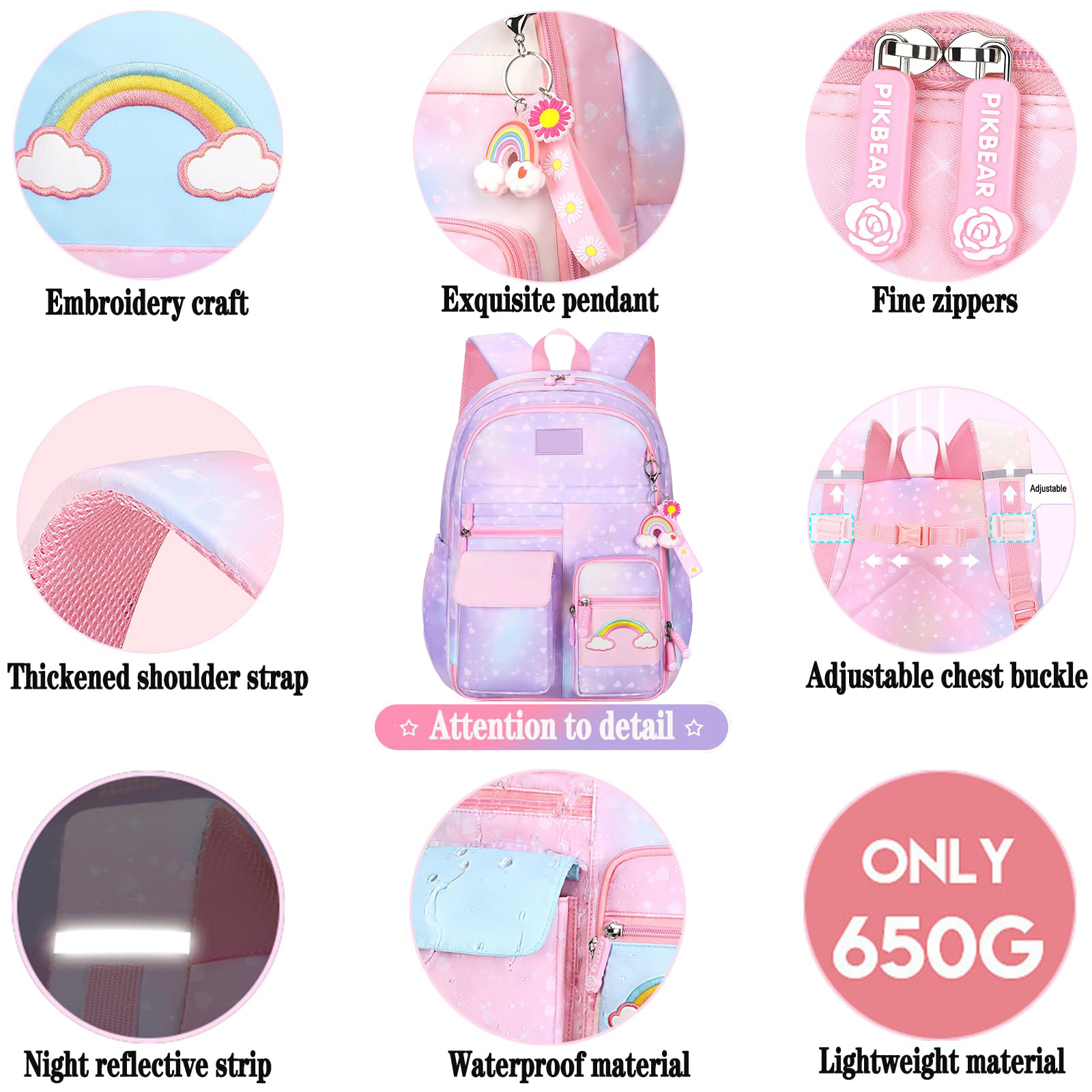 Mochila escolar para niñas, de hombro, para niños, regalo para primaria, púrpura 2