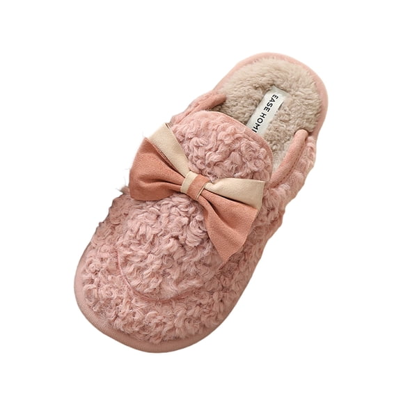 Anuirheih Slip on Sandals Women,Home Women's Cotton Slippers Home Cotton Slippers Plush Slippers(Pink)