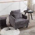 thumbnail image 2 of Xukmct Upholstered Armchair Club Chair with Wood Legs and Pillow, Modern Accent Chair for Living Room, Office, Gray, 2 of 9