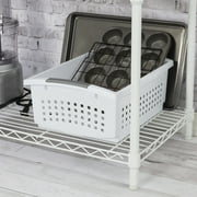 Sterilite Large Stacking Basket, Open Plastic Bin, Space Saving Organizers, White