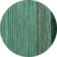 thumbnail image 1 of Ahgly Company Machine Washable Indoor Round Oriental Turquoise Blue Modern Area Rugs, 8' Round, 1 of 4